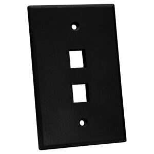 Quest Technology Oversized Keystone Wall Plate, Single-Gang - 2 Port, Black NFP-5021 - Quest