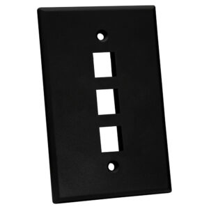 Quest Technology Oversized Keystone Wall Plate, Single-Gang - 3 Ports, Black NFP-5031 - Quest