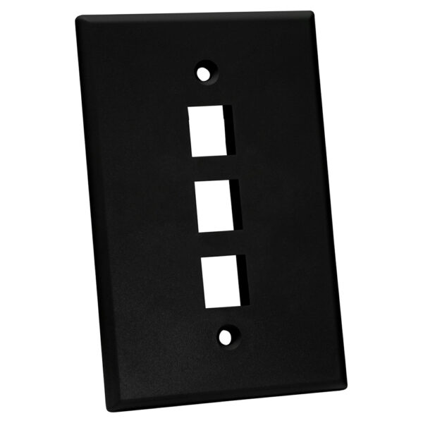 Quest Technology Oversized Keystone Wall Plate, Single-Gang - 3 Ports, Black NFP-5031 - Quest