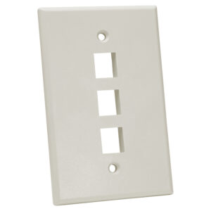 Quest Technology Oversized Keystone Wall Plate, Single-Gang - 3 Ports, Lt Almond NFP-5032 - Quest