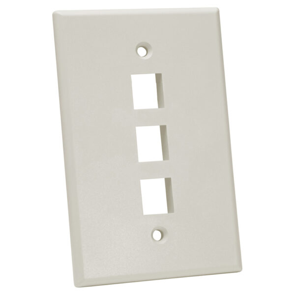 Quest Technology Oversized Keystone Wall Plate, Single-Gang - 3 Ports, Lt Almond NFP-5032 - Quest
