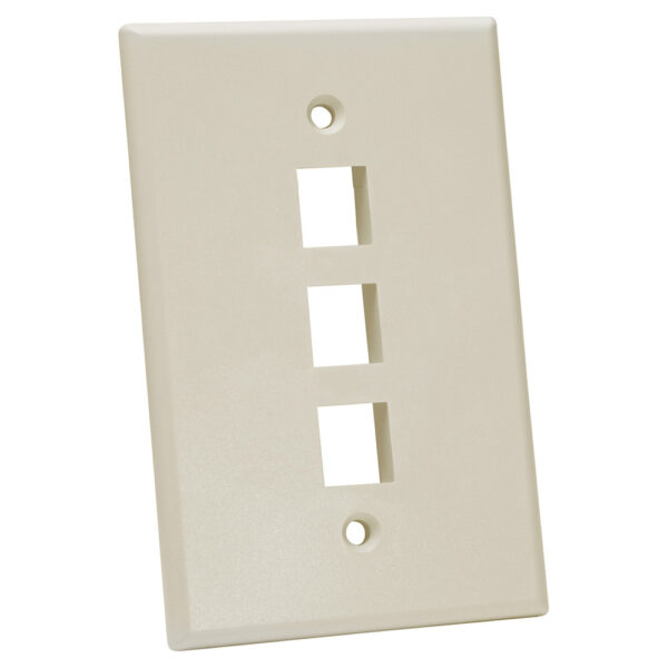 Quest Technology Oversized Keystone Wall Plate, Single-Gang - 3 Ports, Almond NFP-5039 - Quest