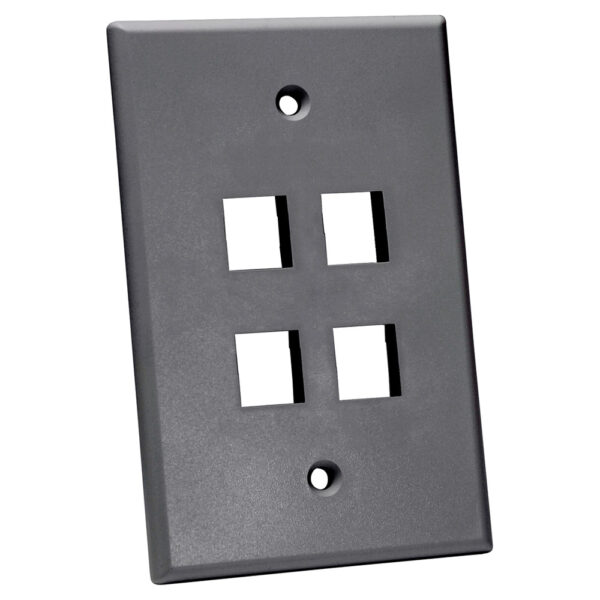 Quest Technology Oversized Keystone Wall Plate, Single-Gang - 4 Ports, Gray NFP-5040 - Quest