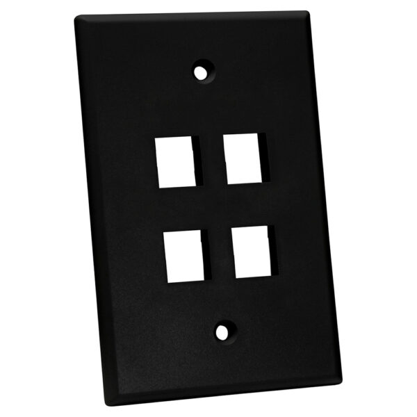 Quest Technology Oversized Keystone Wall Plate, Single-Gang - 4 Ports, Black NFP-5041 - Quest