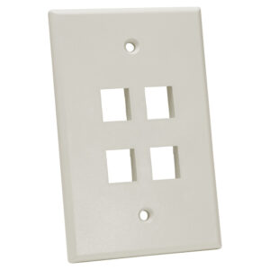 Quest Technology Oversized Keystone Wall Plate, Single-Gang - 4 Ports, Lt Almond NFP-5042 - Quest