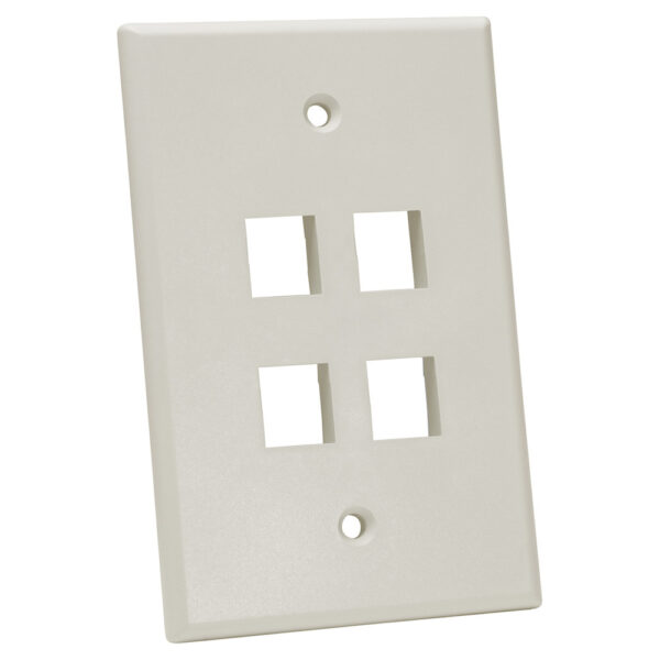 Quest Technology Oversized Keystone Wall Plate, Single-Gang - 4 Ports, Lt Almond NFP-5042 - Quest