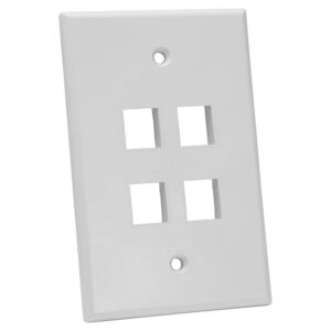 Quest Technology Oversized Keystone Wall Plate, Single-Gang - 4 Ports, White NFP-5048 - Quest