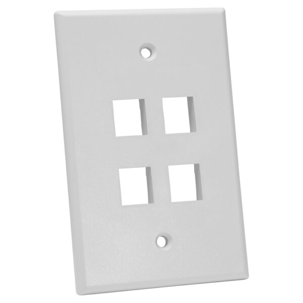 Quest Technology Oversized Keystone Wall Plate, Single-Gang - 4 Ports, White NFP-5048 - Quest
