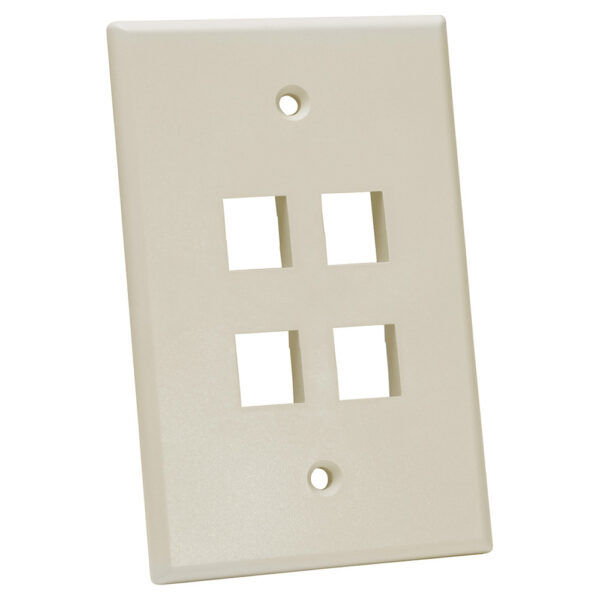 Quest Technology Oversized Keystone Wall Plate, Single-Gang - 4 Ports, Almond NFP-5049 - Quest