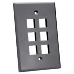 Quest Technology Oversized Keystone Wall Plate, Single-Gang - 6 Ports, Gray NFP-5060 - Quest