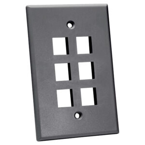 Quest Technology Oversized Keystone Wall Plate, Single-Gang - 6 Ports, Gray NFP-5060 - Quest
