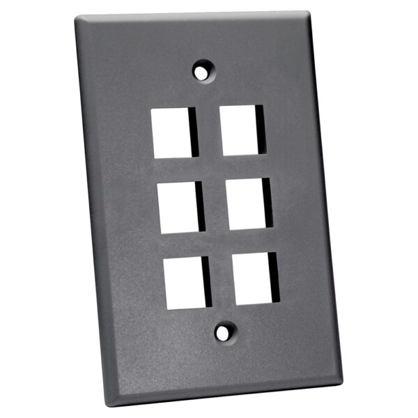 Quest Technology Oversized Keystone Wall Plate, Single-Gang - 6 Ports, Gray NFP-5060 - Quest