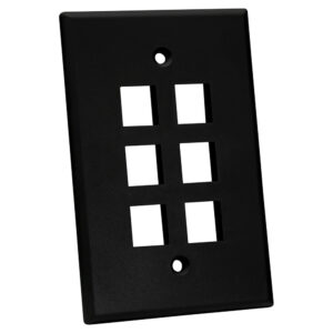 Quest Technology Oversized Keystone Wall Plate, Single-Gang - 6 Ports, Black NFP-5061 - Quest