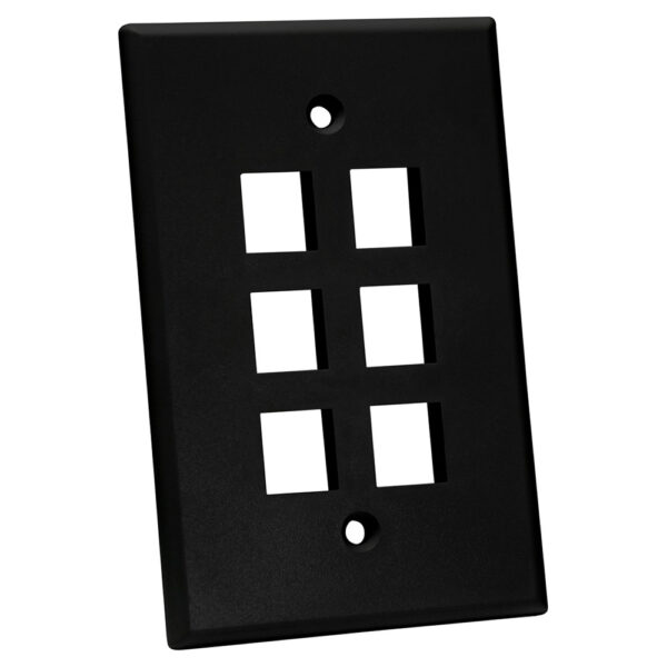 Quest Technology Oversized Keystone Wall Plate, Single-Gang - 6 Ports, Black NFP-5061 - Quest