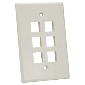 Quest Technology Oversized Keystone Wall Plate, Single-Gang - 6 Ports, Lt Almond NFP-5062 - Quest