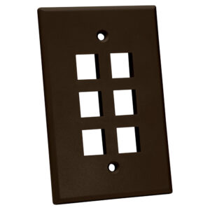 Quest Technology Oversized Keystone Wall Plate, Single-Gang - 6 Ports, Brown NFP-5063 - Quest