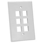 Quest Technology Oversized Keystone Wall Plate, Single-Gang - 6 Ports, White NFP-5068 - Quest