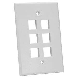 Quest Technology Oversized Keystone Wall Plate, Single-Gang - 6 Ports, White NFP-5068 - Quest