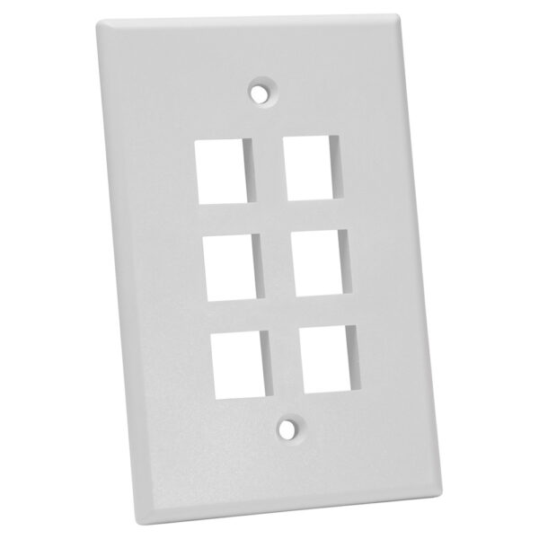 Quest Technology Oversized Keystone Wall Plate, Single-Gang - 6 Ports, White NFP-5068 - Quest