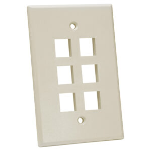 Quest Technology Oversized Keystone Wall Plate, Single-Gang - 6 Ports, Almond NFP-5069 - Quest
