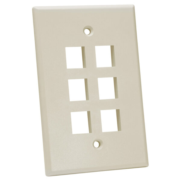 Quest Technology Oversized Keystone Wall Plate, Single-Gang - 6 Ports, Almond NFP-5069 - Quest