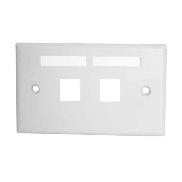 Quest Technology Keystone Wall Plate W/ Icon Slots & Tabs, White - 2 Port, Horizontal NFP-6208 - Quest