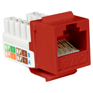Quest Technology Cat6A Slim-Style 90 Degree Keystone Jacks - 8P8C - Red NKJ-6203 - Quest