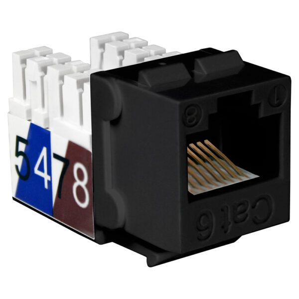 Quest Technology Cat6 Slim-Style 90 Degree Keystone Jacks - 8P8C - Black NKJ-6501 - Quest