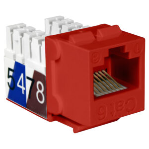 Quest Technology Cat6 Slim-Style 90 Degree Keystone Jacks - 8P8C - Red NKJ-6503 - Quest