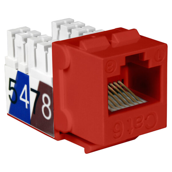 Quest Technology Cat6 Slim-Style 90 Degree Keystone Jacks - 8P8C - Red NKJ-6503 - Quest