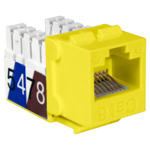 Quest Technology Cat6 Slim-Style 90 Degree Keystone Jacks - 8P8C - Yellow NKJ-6505 - Quest