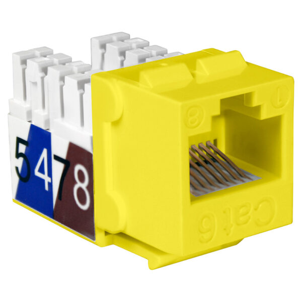 Quest Technology Cat6 Slim-Style 90 Degree Keystone Jacks - 8P8C - Yellow NKJ-6505 - Quest