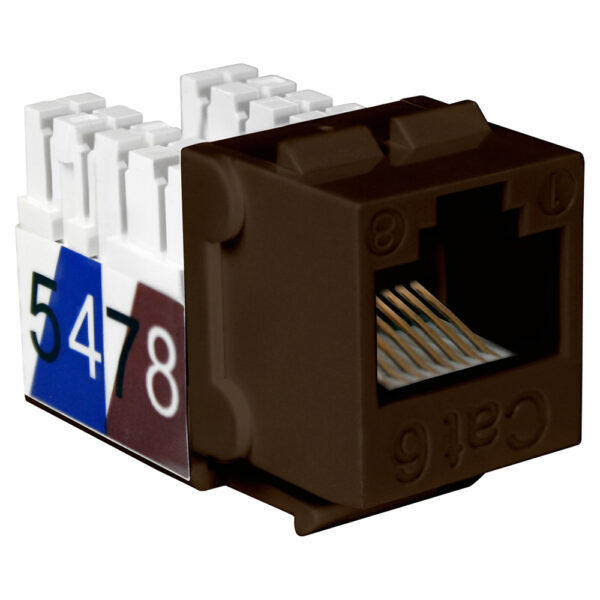 Quest Technology Cat6 Slim-Style 90 Degree Keystone Jacks - 8P8C - Brown NKJ-6511 - Quest