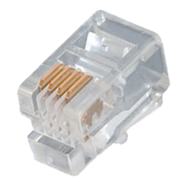 Quest Technology Modular Plugs, 100 Pack - Cat3, Rj9 (4P4C), Flat, Stranded, 15U Gold NMP-9000 - Quest