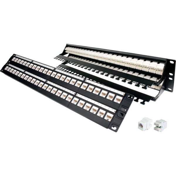 Quest Technology Cat6A Utp Patch Panel W/ Cable Manager - 48-Port 180Deg. 19" Rack Mnt - 2U NPP-3248 - Quest