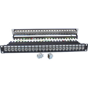 Quest Technology Cat6A Ftp Shielded Patch Panel W/ Manager - 24-Port 180Deg - 19" Rack Mnt - 1U NPP-3324 - Quest