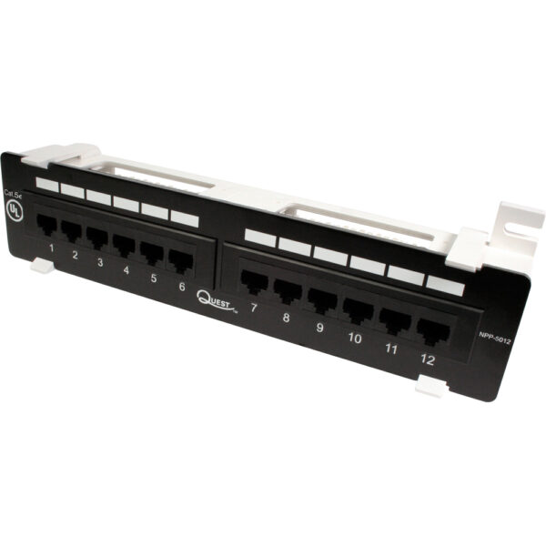 Quest Technology Cat5E Utp Patch Panel - 12-Port - Wall Mnt W/89D Bracket NPP-5012 - Quest