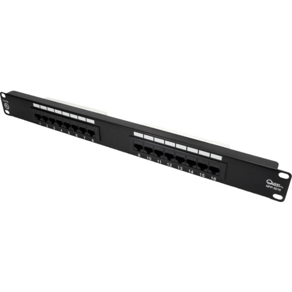 Quest Technology Cat5E Utp Patch Panel - 16-Port - 19" Rack Mnt - 1U NPP-5016 - Quest