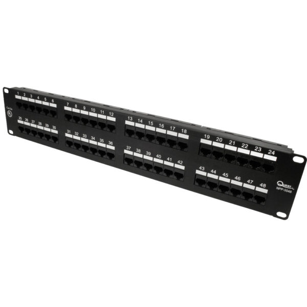 Quest Technology Cat5E Utp Patch Panel - 48-Port - 19" Rack Mnt - 2U NPP-5048 - Quest