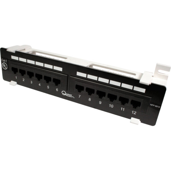 Quest Technology Cat6 Utp Patch Panel - 12-Port - Wall Mnt W/89D Bracket NPP-6012 - Quest