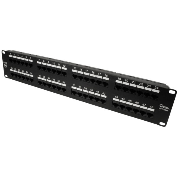 Quest Technology Cat6 Utp Patch Panel - 48-Port - 19" Rack Mnt - 2U NPP-6048 - Quest