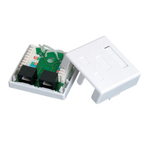 Quest Technology Cat5E Surface Mount Box - Rj45 - 8P8C - White - Dual Ports NSB-5130 - Quest