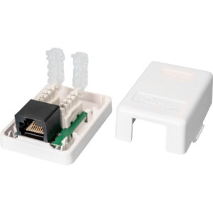 Quest Technology Cat5E Surface Mount Box - Rj45 - 8P8C - White - Toolest Single Port NSB-5420 - Quest