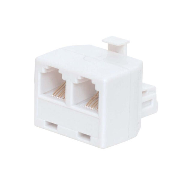 Quest Technology Telephone Duplex Adapter, Rj11, 6P4C, Straight-Wired - White NTC-2422 - Quest