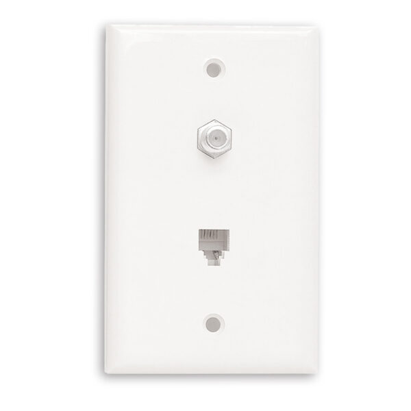 Quest Technology Telephone Single-Gang Wall Plate - White - Rj11 (6P4C) & F-81 Combo NTP-1902 - Quest