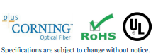 Plus Corning Optical Fiber - RoHs - UL. Specifications are subject to change without notice.