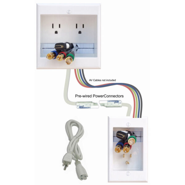Quest Technology Powerbridge In-Wall 2-Outlet Power Kit - White TWO-CK - Quest