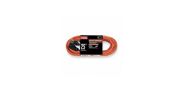 Extension Cord Copper Cable - 15A Copper Cable - 125V Copper Cable - Orange Copper Cable - 3Conductor Copper Cable - Cord Length 25 ft. Cable