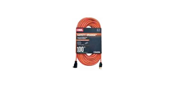 Extension Cord Copper Cable - 13A Copper Cable - 125V Copper Cable - Orange Copper Cable - 3Conductor Copper Cable - Cord Length 100 ft. Cable