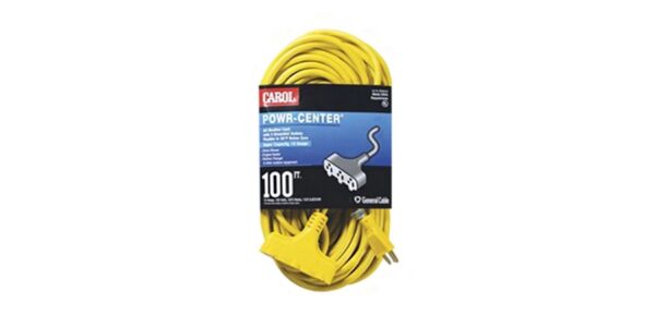 Extension Cord Copper Cable - Yellow Copper Cable - 3 Conductor Copper Cable - 300 V Copper Cable - 15 A Copper Cable - Length 100 ft. (30.48m) Cable